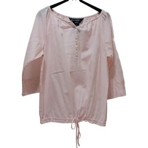 Norma Kamali Womens M Blush Pink Cotton Peasant Top Soft Feminine Romantic